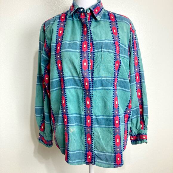Vintage 80s Krazy Kat Shirt Southwest Embroidered Small Women Button up Western - Picture 1 of 10